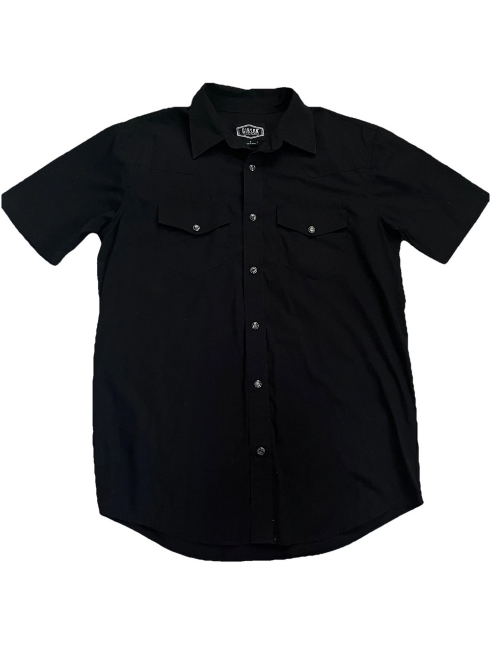 Gibson Trading Company Mens Snap Button Up Black Shirt Short Sleeve Sz S Rodeo